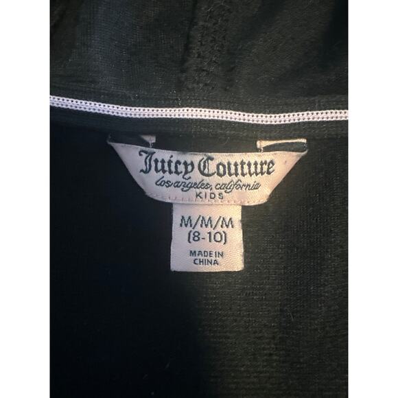 Juicy Couture Girls' Plush Velour zipper Hoodie Sweatshirt Black/studs Sz M 8-10 - Picture 4 of 7